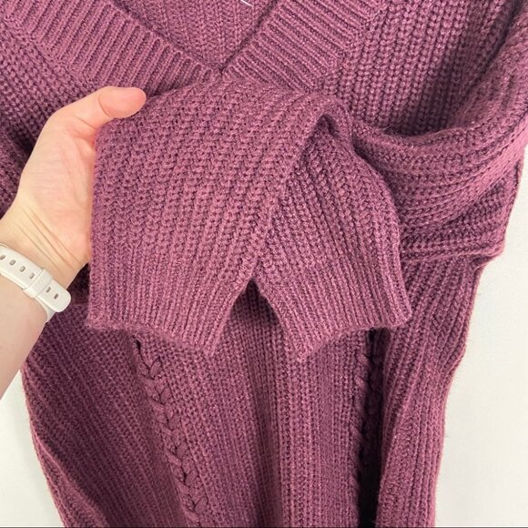 NEW Vero Moda Burgundy Wine Lace‎ Up Chunky Knit Sweater Jumper Glendora Small S - Picture 9 of 12